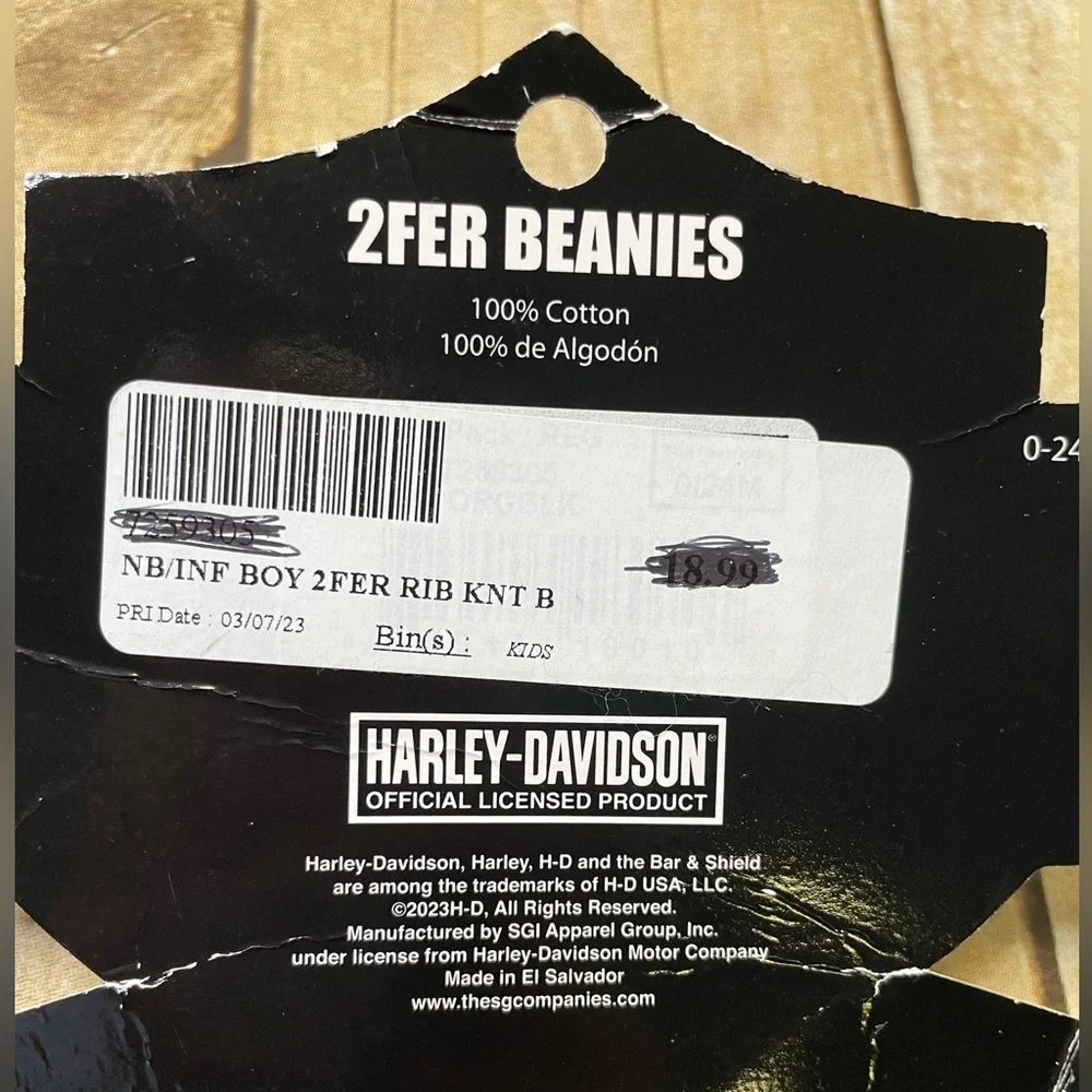 Harley-Davison NWT Baby 2fer Beanies Caps Hats